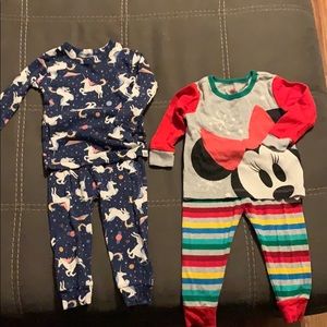 2 sets pajamas 12 month Gap and Disney Baby